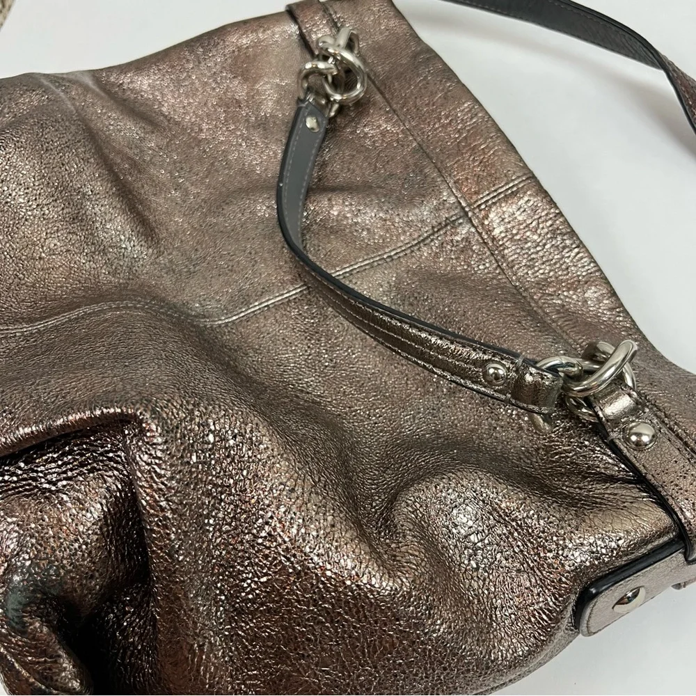 COACH Brooke Handbag Leather Pewter Hobo Bag Purse